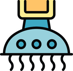 Poster - This icon depicts a futuristic hairdryer blowing hot air, perfect for representing innovative hair styling technology