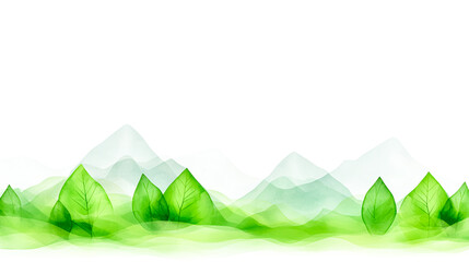 Wall Mural - Soft Green Hills and Leaves for Nature Background