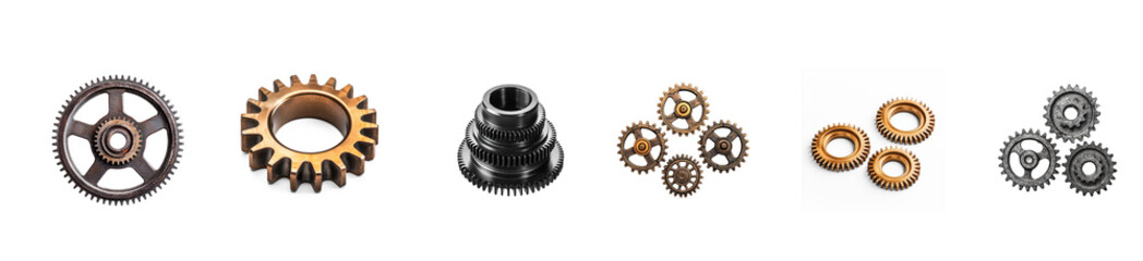 Sticker - gears and cogs front view isolate on transparent background