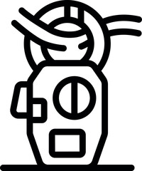 Poster - Electric meter measuring electricity consumption, connected with wires, simple black and white icon