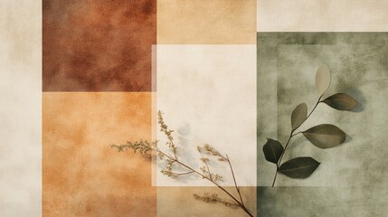 Poster - Earth-tone backgrounds with various styles, mixing soft gradients, organic textures, and natural shades of brown, beige, and green, evoking warmth and simplicity.
