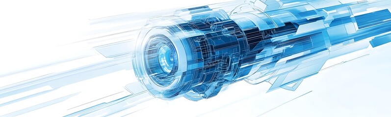 Aufkleber - A dynamic blue abstract design suggesting movement and energy, evoking feelings of speed and innovation in a futuristic context.