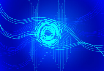 Aufkleber - abstract geometric background connecting dots as plexus in blue. tech circle and technology backgrou