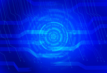 Fototapete - Abstract geometric background connecting dots as plexus in blue. tech circle and technology background. Futuristic interface. Futuristic flowing grid on bokeh lights background	