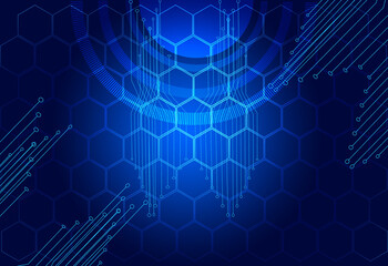 Aufkleber - abstract geometric background connecting dots as plexus in blue. tech circle and technology backgrou