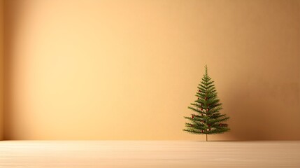 Wall Mural - Minimalist Christmas tree in a cozy room setting