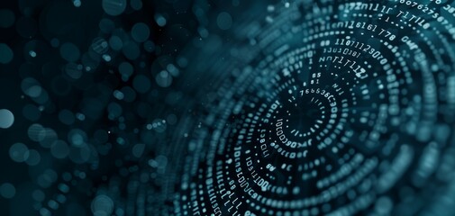 Poster - Abstract digital background with swirling particles and light effects, creating a futuristic and technological atmosphere.
