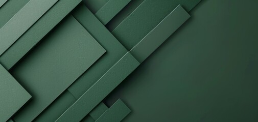 Fototapete - Abstract composition of overlapping rectangular shapes in varying shades of green, creating a modern and dynamic graphic background.