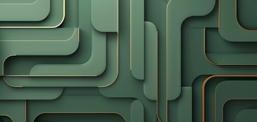 Fototapete - Abstract green layered shapes create a modern design, showcasing smooth curves and clean lines on a textured background.