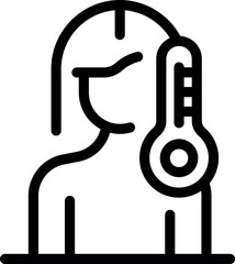 Poster - Woman checking body temperature using thermometer, representing healthcare, fever, and illness