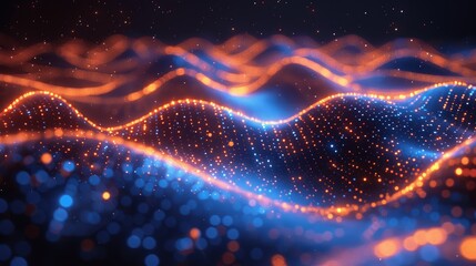 Poster - Futuristic Digital Abstract Background for AI, Neural Networks, and Data Encryption