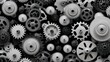 © Tipapat - Gears Cogs Retro Industrial Background. A retro black and white background of industrial cogs or gears with movements