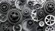 © Tipapat - Gears Cogs Retro Industrial Background. A retro black and white background of industrial cogs or gears with movement