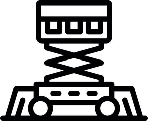 Poster - Mobile scissor lift platform raising for building maintenance, line icon illustration