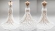 © WITTAYA  ANGMUJCHA - Beautiful lace wedding dress with intricate patterns, photographed on a plain white background for elegance