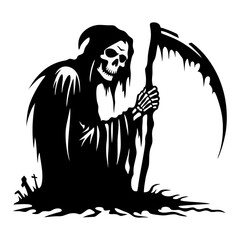 grim reaper black white silhouette