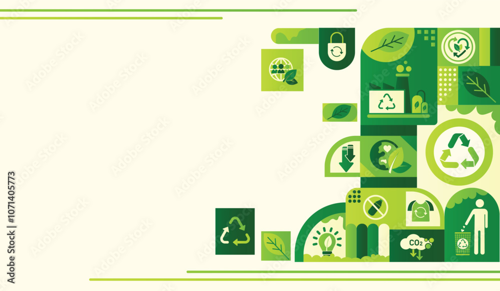 The Concept of Reduce, Reuse, Recycle in zero waste with Icons for ...