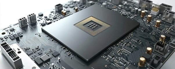 Aufkleber - High Tech CPU Processor on Motherboard Close Up Detail