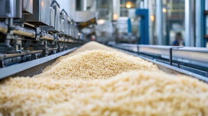 Canvas Print - Large-scale rice mill facility showcasing rice production and milling technology in a commercial processing plant