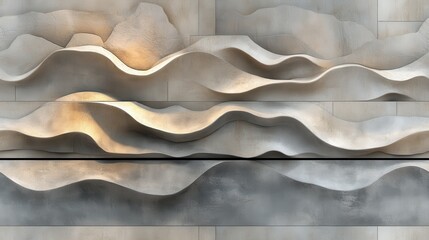 Wall Mural - gentle beige and grey waves, soothing color palette, minimalistic design, perfect for modern decor a