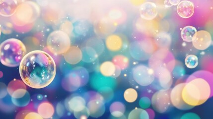 Poster - Vivid bubbles shimmer in various colors, contrasting beautifully with the dark background while radiating a magical and playful ambiance