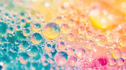 Poster - Vibrant oil and water bubbles create a stunning abstract pattern filled with colorful reflections and dreamy patterns