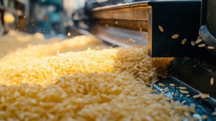 Canvas Print - Rice processing innovation featuring unique automated machinery for a complete milling solution