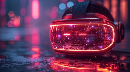 Poster - Craft a neon display of virtual reality symbols, featuring shining