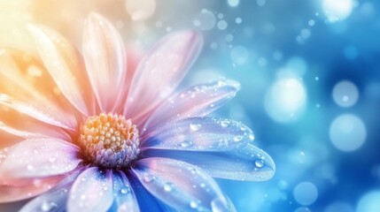 Poster - A flower with a blue background