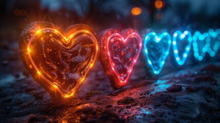 Poster - design a series of neon friendship symbols, including illuminated high-fives