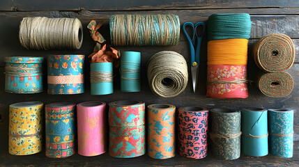 Poster - Explore creative crafting with colorful twine and paper rolls