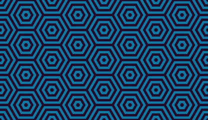 Wall Mural - seamless neon blue op art hexagon illusion pattern vector