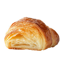 Wall Mural - A piece of croissant is cut in half and is sitting on a white background. transparent background