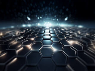 Poster - A dark background with a honeycomb pattern reflecting light.