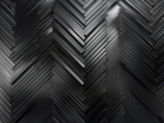 Poster - A  geometric pattern of black rectangular shapes arranged in a herringbone pattern.