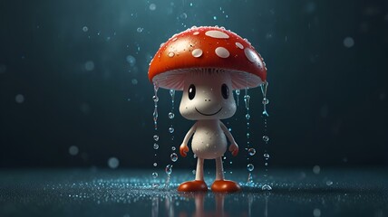 Wall Mural - mushroom in the rain