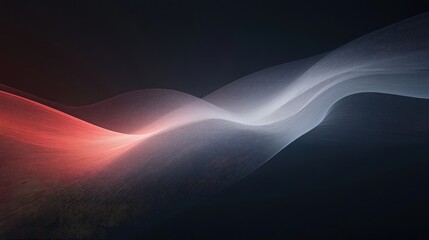 Poster - Abstract digital art with a flowing, wave-like design. The image uses a gradient of red and white, blending seamlessly with the dark background.