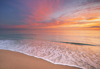 Wall Mural - Sandy seashore at sunset