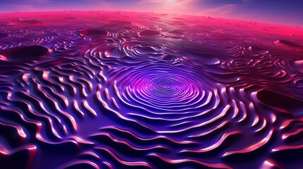 Poster - A pink and purple abstract landscape with a swirling center.