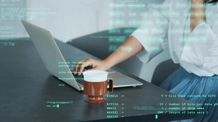 Poster - programming, programmer, coding, dx, engineer, system, code, security, error, language, woman, office, business, analysis, development, maintenance, server, data lake, data driven, digital twin, trans