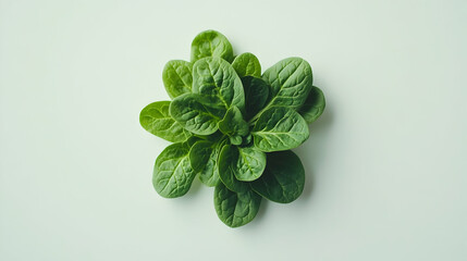 Wall Mural - Fresh green lettuce leaves on a white background.