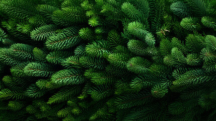 Wall Mural - fir branches green needle abstract background christmas texture. horizontal composition, banner.