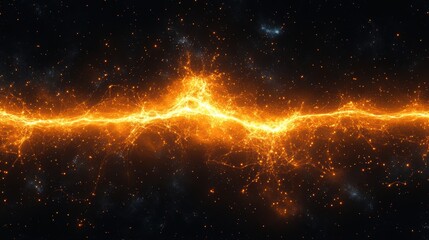 Wall Mural - A long, orange line of fire in space. Generative AI