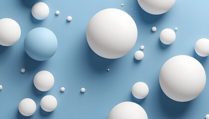 Poster - Elegant 3D Abstract Background in Blue and White Ideal for Minimalist Mobile Wallpapers Featuring Soft Shapes of Spheres and Clouds