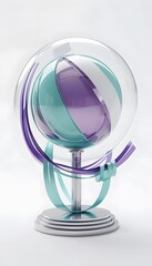 Poster - Abstract Futuristic Element with Glass Sphere and Ribbons: A Stunning 3D Render Ideal for Modern Design Projects and Artistic Applications