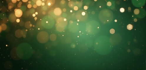 a green and gold bokeh background with a black background