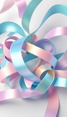 Poster - Abstract Holographic Background with Flowing Ribbons in Pastel Colors for Modern Design Projects and Creative Presentations