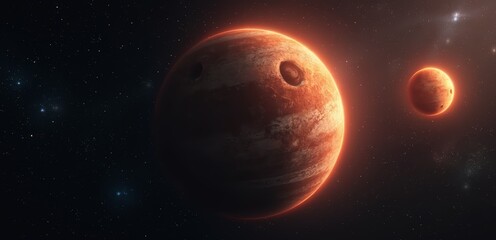 Wall Mural -  An artist's impression of two planets in the sky
