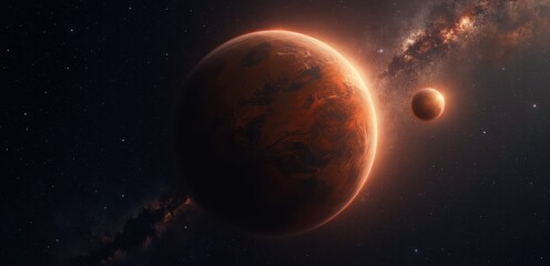 Wall Mural -  An artist's impression of two planets in space