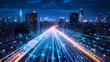 © hassan - Smart City with Speed Line Glowing Light Trail Surround